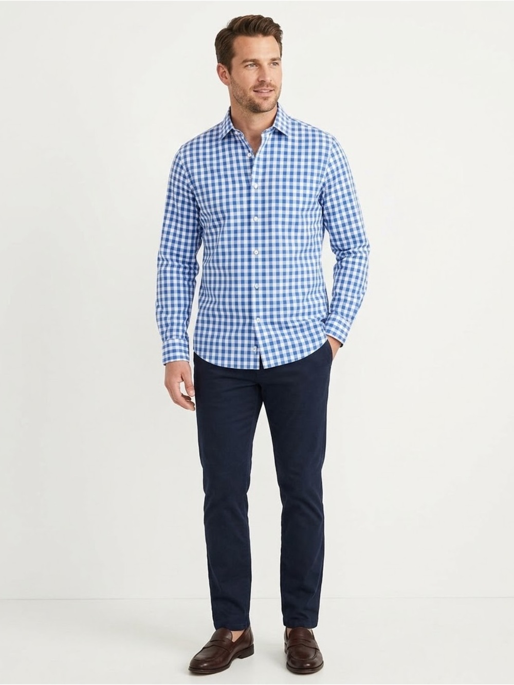 Nordstrom Men's Shop Smartcare Traditional Fit Gingham Dress Shirt 16.5 35